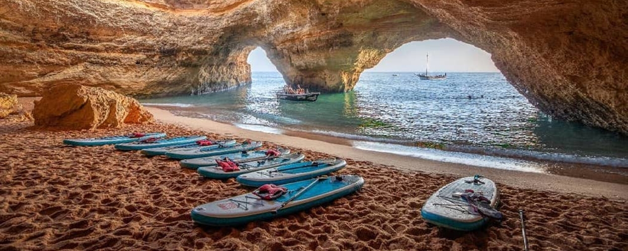 Benagil cave sunrise SUP